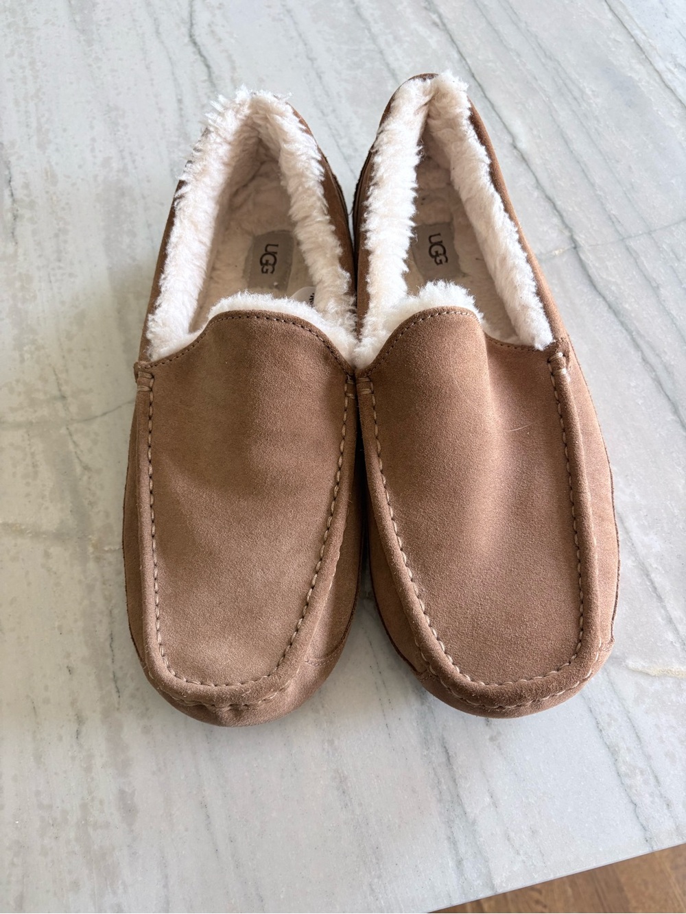 UGG Men's Chestnut Suede Fur-Lined Slippers